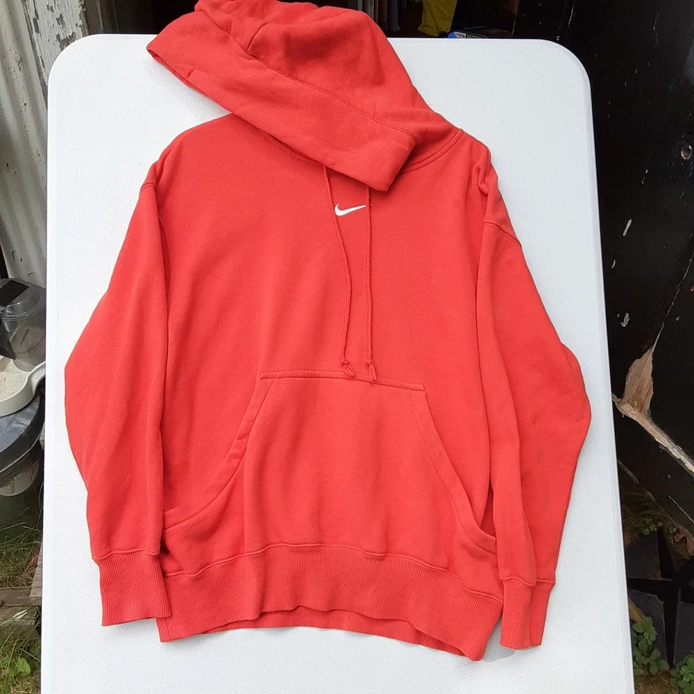 NIKE Women's Orange Phoenix Fleece Pullover Hoodie Sweatshirt Sz S DQ5860-633 - Picture 1 of 10